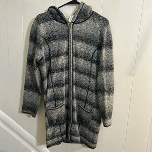 SOYBU Gray Striped Hooded Coat - Size XL - faux fleece lining, pockets